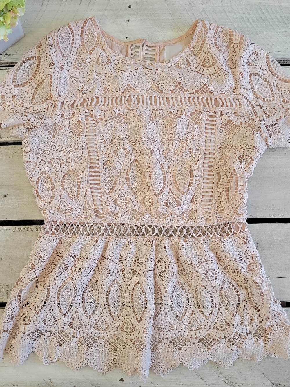 J.O.A. Blush Pink Crochet Lace Bop Size Medium